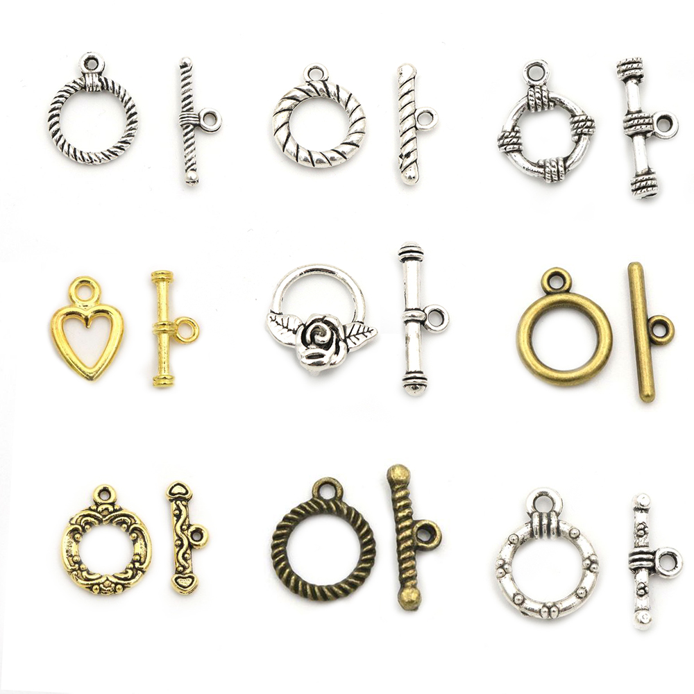 Toggle Clasp Gold - 10 مجموعات الذهب لوحة فضية اللون
